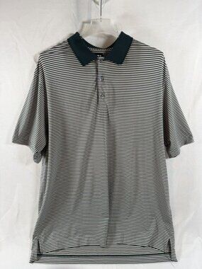 FootJoy Polo Shirt Mens 2XL Green Short Sleeve Striped Stretch Moisture Wicking